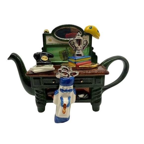 Tony Carter Golf Themed Collectible Teapot Hand Painted Home Decor Teapots READ - Picture 2 of 16